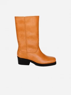 Good Guys Don't Wear Leather Willie High Top Vegan Leather Motorcycle Boots | Honey