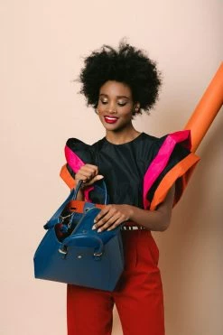 GUNAS New York Bags Jane Vegan Leather Handbag | Navy