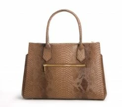 GUNAS New York Koko Vegan Embossed Leather Handbag | Tan Snake Bags