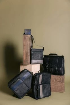 GUNAS New York Bags Tom Mulbtex™ Vegan Leather Sling Bag | Black & Grey