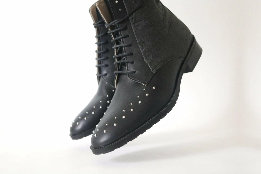 GURU Mtp Shoes Tarantula Studded Vegan Piñatex Leather Boots | Black 9 GURU Mtp Shoes Tarantula Studded Vegan Piñatex Leather Boots | Black
