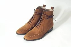 GURU Mtp Tarantula Studded Vegan Suede Boots | Cognac Shoes