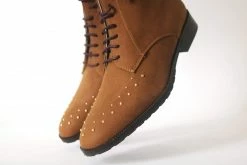 GURU Mtp Tarantula Studded Vegan Suede Boots | Cognac Shoes