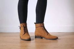 GURU Mtp Tarantula Studded Vegan Suede Boots | Cognac Shoes