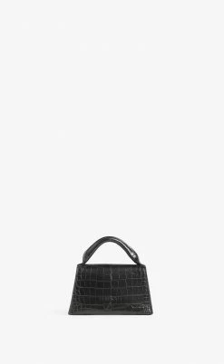 Hemincuff Stef Recycled Vegan Leather Mini Handbag | Black Croc Bags