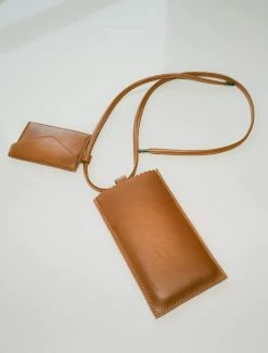 HOZEN Vegan Leather IPhone Sleeve With Card Slot | Camel Shoulder Bags