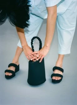 Shoes IB X HOZEN Phorna Scrunchie Vegan Leather Flatform Sandals | Black