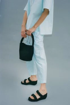 Shoes IB X HOZEN Phorna Scrunchie Vegan Leather Flatform Sandals | Black