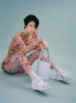 IB X HOZEN Phorna Scrunchie Vegan Leather Flatform Sandals | Lilac