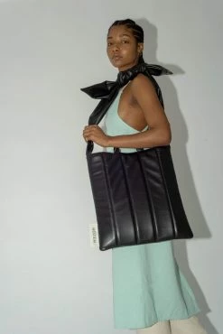 HOZEN Quilted Vegan Leather Market Tote | Panther