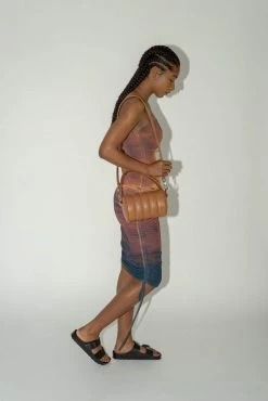 HOZEN Bags Quilted Vegan Leather Mini Duffle Bag | Camel