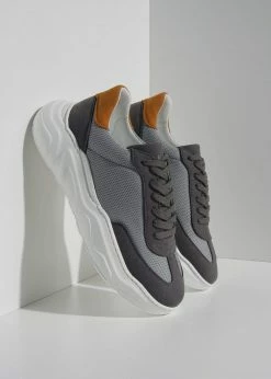 Humans Are Vain Evolve Sustainable Vegan Leather & Mesh Trainer | Grey