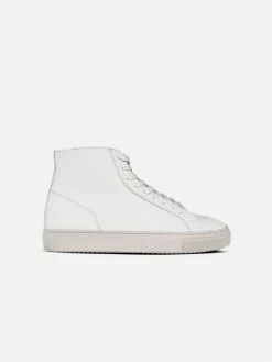 Humans Are Vain Shoes Visby V2 Sustainable Vegan Leather High Top Trainer | White