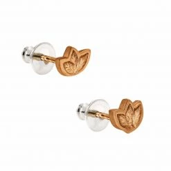 JULIA THOMPSON JEWELLERY Fairtrade Rose Gold Leaf Stud Earrings | 9ct