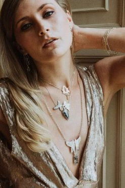 JULIA THOMPSON JEWELLERY Fairtrade Yellow Gold Magpie Herkimer Necklace | 18ct