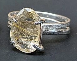 JULIA THOMPSON JEWELLERY Recycled 925 Sterling Silver Golden Rutile Quartz Nest Ring | Silver