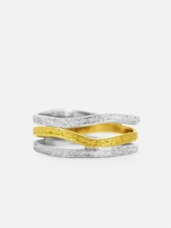 JULIA THOMPSON JEWELLERY Recycled 925 Silver & Fairtrade Gold Triple Nest Ring | 18ct & Silver