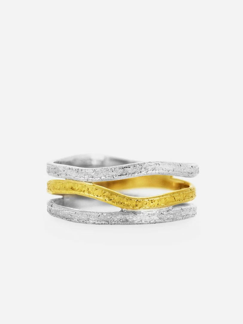 JULIA THOMPSON JEWELLERY Recycled 925 Silver & Fairtrade Gold Triple Nest Ring | 18ct & Silver 3 JULIA THOMPSON JEWELLERY Recycled 925 Silver & Fairtrade Gold Triple Nest Ring | 18ct & Silver