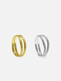 JULIA THOMPSON JEWELLERY Recycled 925 Sterling Silver / Fairtrade Gold Double Nest Rings | 18ct Or Silver Accessories