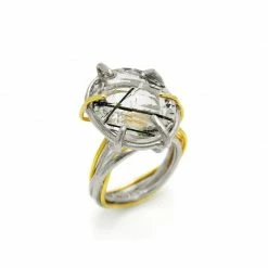 JULIA THOMPSON JEWELLERY Recycled 925 Silver & Fairtrade Gold Tourmalated Quartz Nest Ring | 18ct & Silver 9 JULIA THOMPSON JEWELLERY Recycled 925 Silver & Fairtrade Gold Tourmalated Quartz Nest Ring | 18ct & Silver