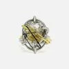 JULIA THOMPSON JEWELLERY Recycled 925 Silver & Fairtrade Gold Tourmalated Quartz Nest Ring | 18ct & Silver