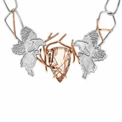 JULIA THOMPSON JEWELLERY Recycled 925 Sterling Silver & Fairtrade Rose Gold Red Rutile Magpie Necklace | 9ct & Silver Accessories