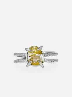 JULIA THOMPSON JEWELLERY Recycled 925 Sterling Silver Golden Rutile Quartz Nest Ring | Silver