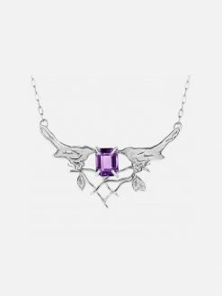 JULIA THOMPSON JEWELLERY Recycled 925 Sterling Silver Magpie Amethyst Gemstone Necklace | Silver Accessories