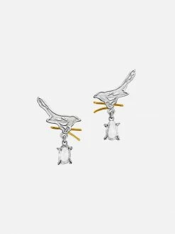 JULIA THOMPSON JEWELLERY Recycled 925 Sterling Silver Magpie Quartz Drop Earrings | Silver Accessories