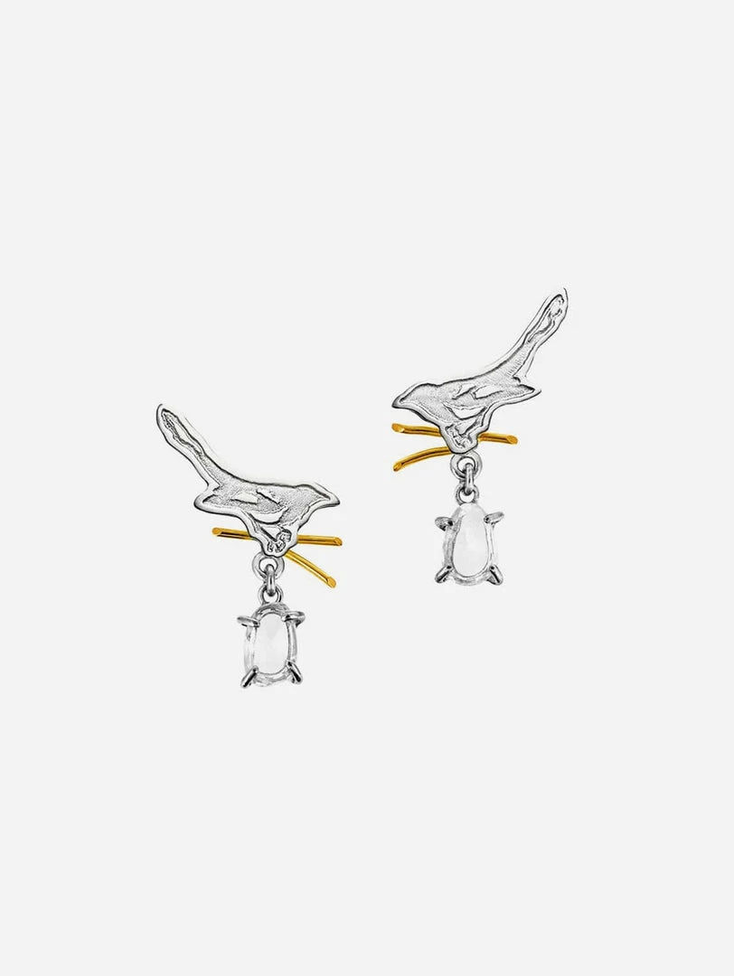 JULIA THOMPSON JEWELLERY Recycled 925 Sterling Silver Magpie Quartz Drop Earrings | Silver Accessories 3 JULIA THOMPSON JEWELLERY Recycled 925 Sterling Silver Magpie Quartz Drop Earrings | Silver Accessories