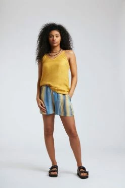 KOMODO 100 Club Cupro Vegan Silk V-neck Top | Ochre Clothing