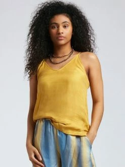 KOMODO 100 Club Cupro Vegan Silk V-neck Top | Ochre Clothing