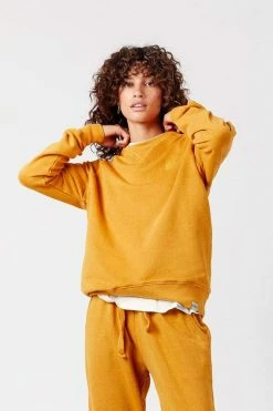 KOMODO Anton Women's Organic Cotton Melange Crewneck | Mustard Clothing