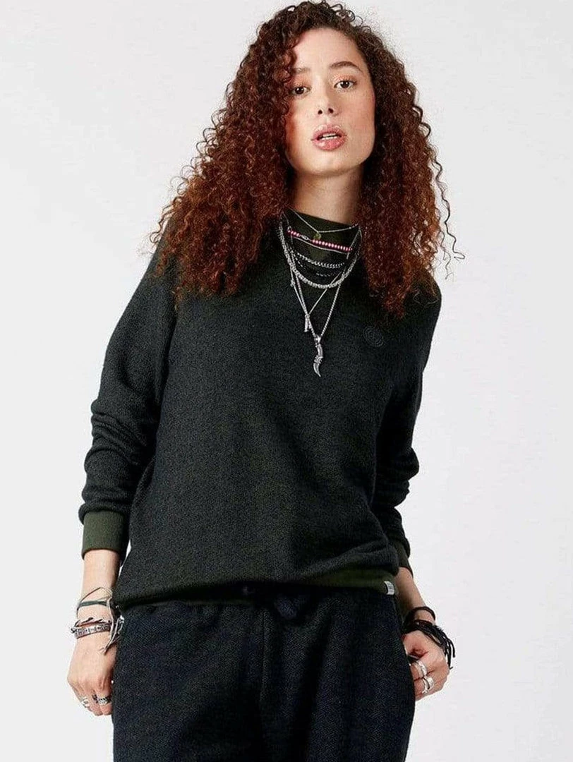 KOMODO Anton Women's Organic Cotton Melange Crewneck | Green 3 KOMODO Anton Women's Organic Cotton Melange Crewneck | Green