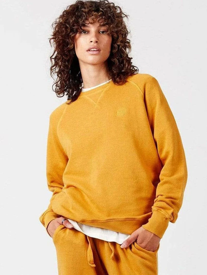 KOMODO Anton Women's Organic Cotton Melange Crewneck | Mustard Clothing 3 KOMODO Anton Women's Organic Cotton Melange Crewneck | Mustard Clothing