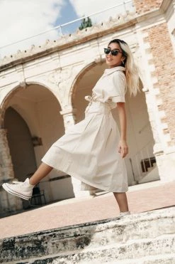 KOMODO Clothing Ash Organic Cotton Midi-length Dress | Pebble