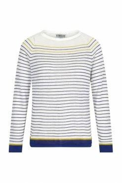 KOMODO Clothing Bretona Organic Linen Striped Jumper | Navy