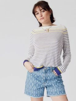 KOMODO Clothing Bretona Organic Linen Striped Jumper | Navy