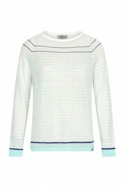 KOMODO Bretona Organic Linen Striped Jumper | Mint
