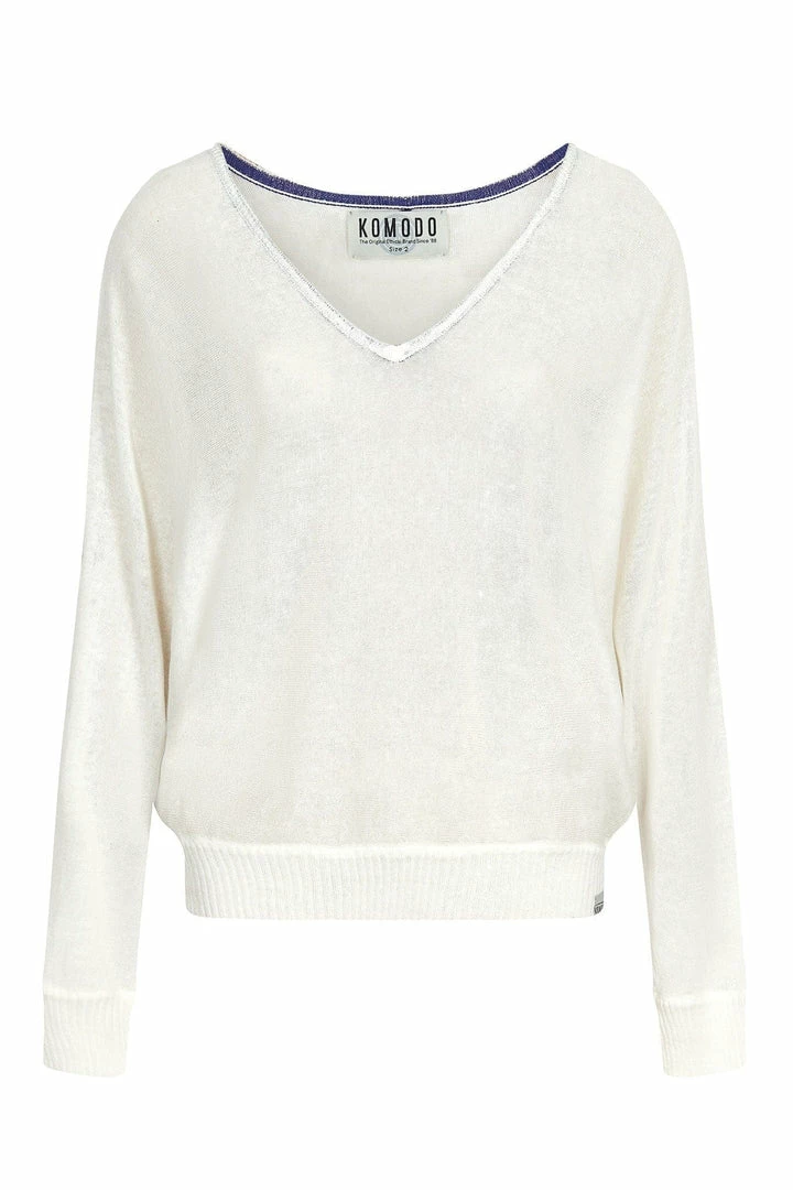 KOMODO Clover Organic Linen Batwing Sleeve Jumper | Snow White 4 KOMODO Clover Organic Linen Batwing Sleeve Jumper | Snow White