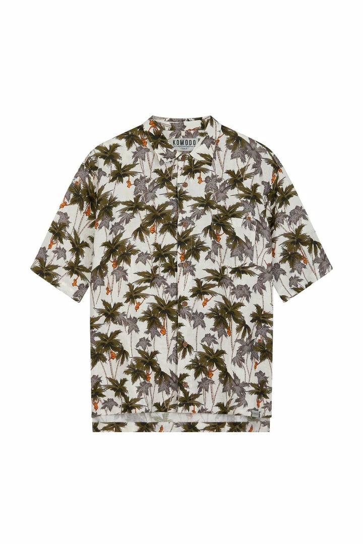 KOMODO Clothing Dingwalls Jungle Print Organic Linen Button-up Shirt | Off White 4 KOMODO Clothing Dingwalls Jungle Print Organic Linen Button-up Shirt | Off White