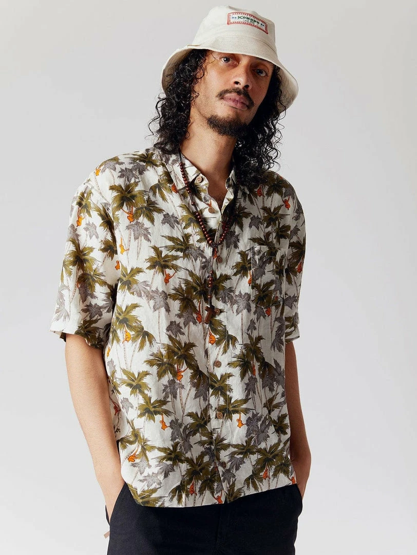 KOMODO Clothing Dingwalls Jungle Print Organic Linen Button-up Shirt | Off White 3 KOMODO Clothing Dingwalls Jungle Print Organic Linen Button-up Shirt | Off White