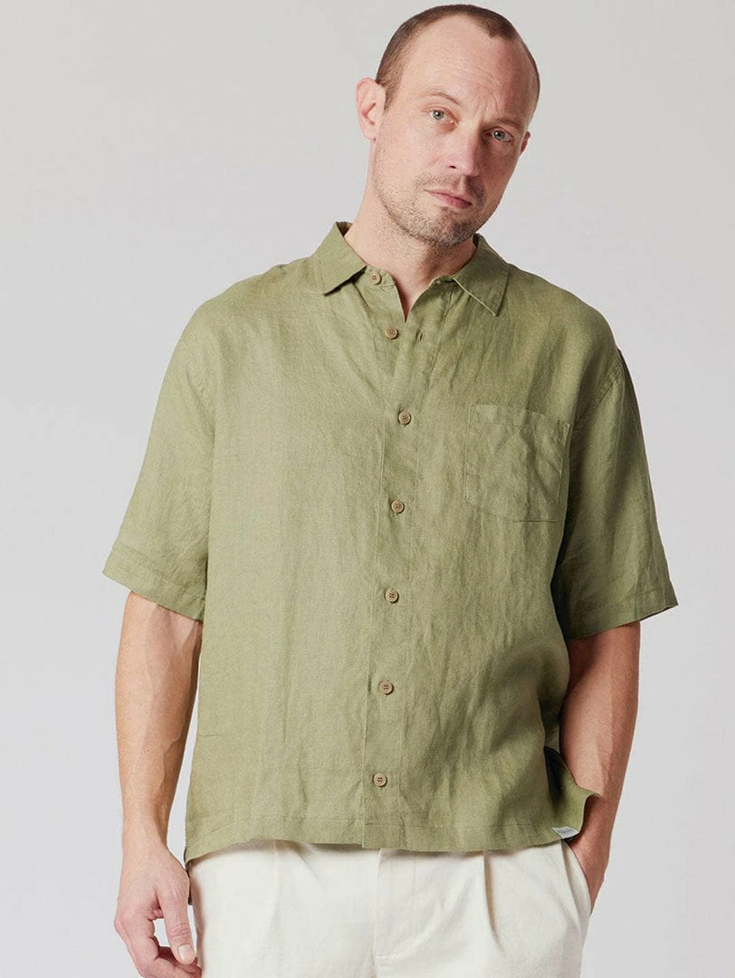 KOMODO Dingwalls Organic Linen Button-up Shirt | Sage Green Clothing 3 KOMODO Dingwalls Organic Linen Button-up Shirt | Sage Green Clothing