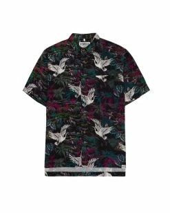 KOMODO Dingwalls Bali Print Organic Linen & Lenzing™ Modal Button-up Shirt | Dark