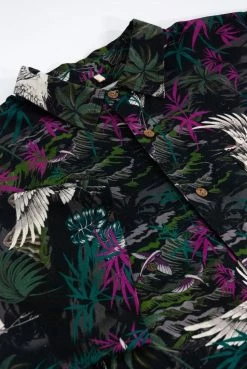 KOMODO Dingwalls Bali Print Organic Linen & Lenzing™ Modal Button-up Shirt | Dark