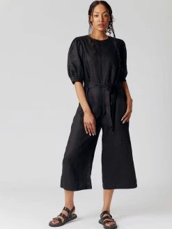 KOMODO Faye Organic Linen Jumpsuit | Black