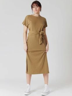 KOMODO Fonda Hemp & Organic Cotton Jersey Dress | Moss Green Clothing