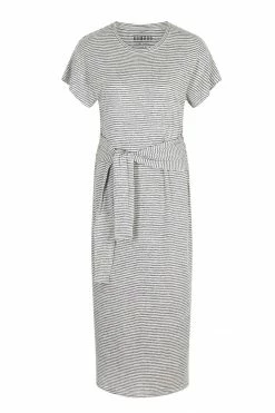 KOMODO Fonda Organic Linen Jersey Dress | Navy Stripe Clothing