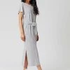 KOMODO Fonda Organic Linen Jersey Dress | Navy Stripe Clothing