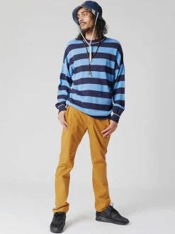 KOMODO Clothing Jagger Striped Organic Cotton Jumper | Midnight Blue